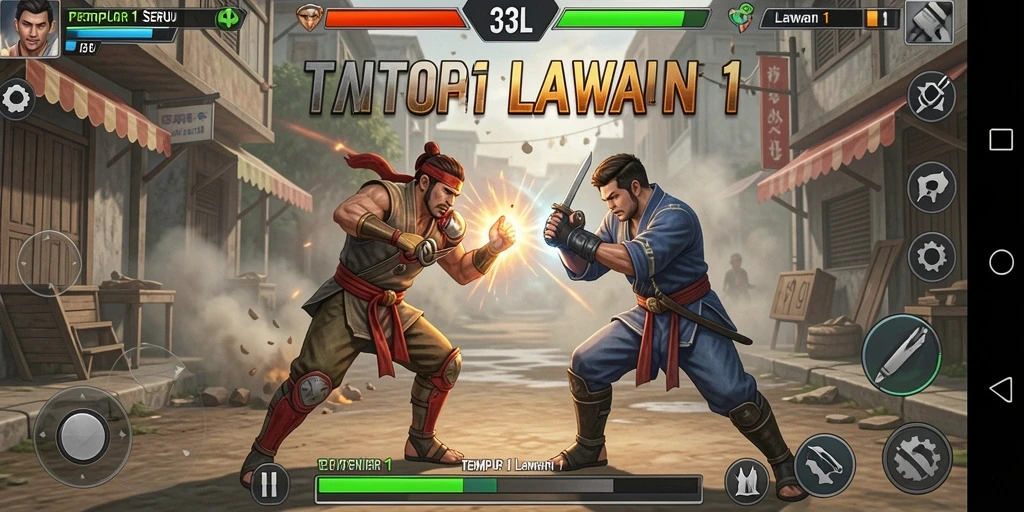 Tampilan antarmuka yang menarik dalam pertandingan satu lawan satu.