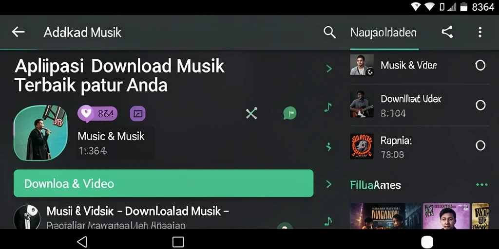 Antarmuka aplikasi 8364 yang sederhana dan efisien untuk Download Musik.