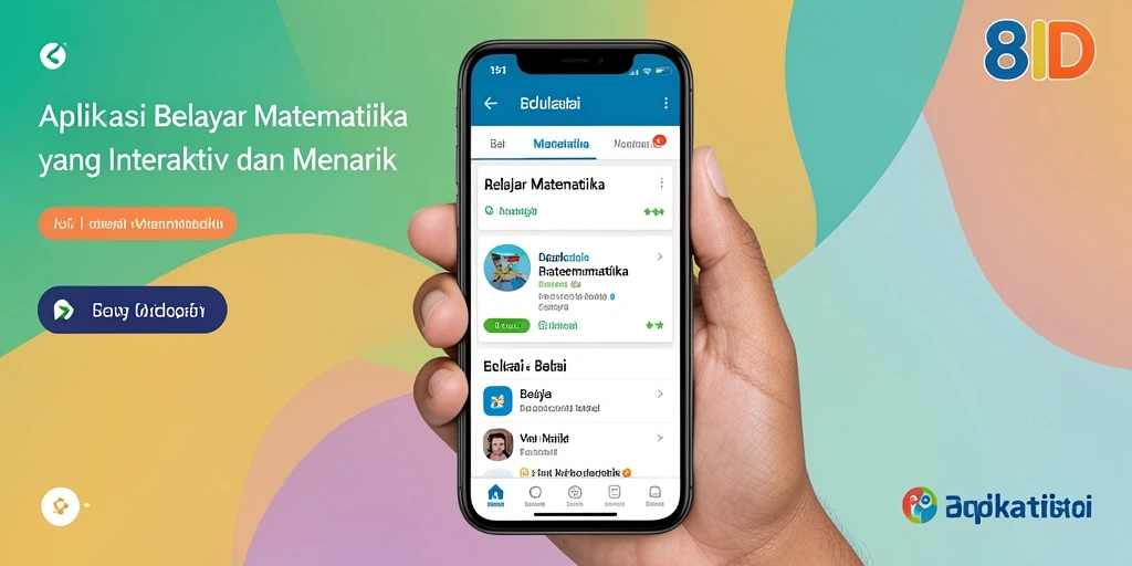 Antarmuka aplikasi 8ID yang ramah pengguna untuk belajar matematika.
