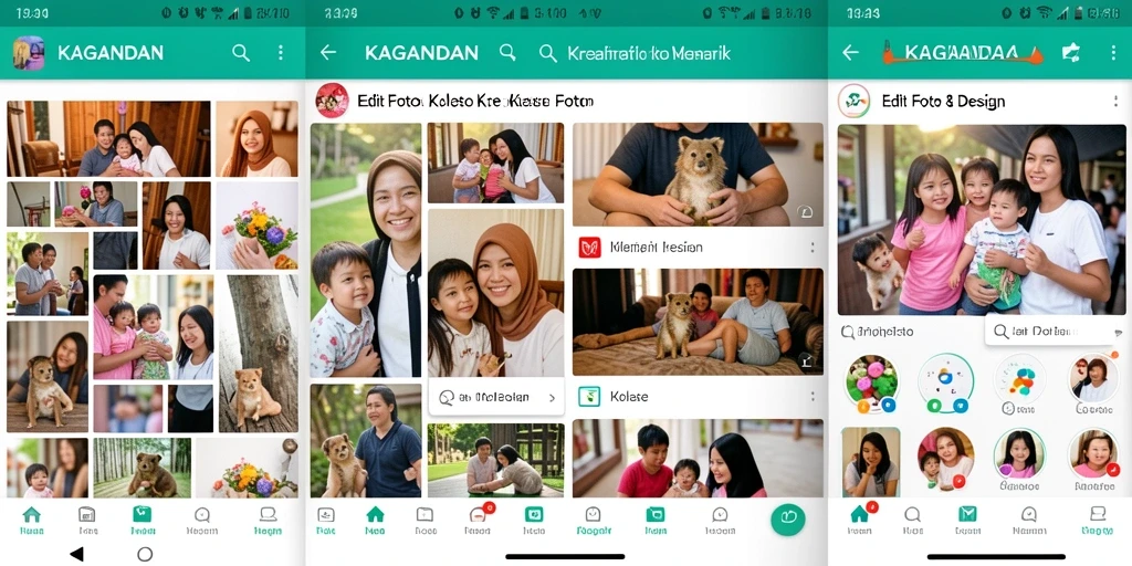 Tampilan antarmuka KAGANDAN dengan fitur kolase foto yang mudah digunakan.