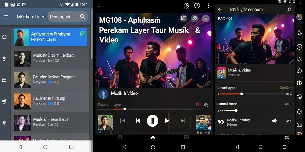 Antarmuka MG108 saat merekam aktivitas layar dengan fitur lengkap.