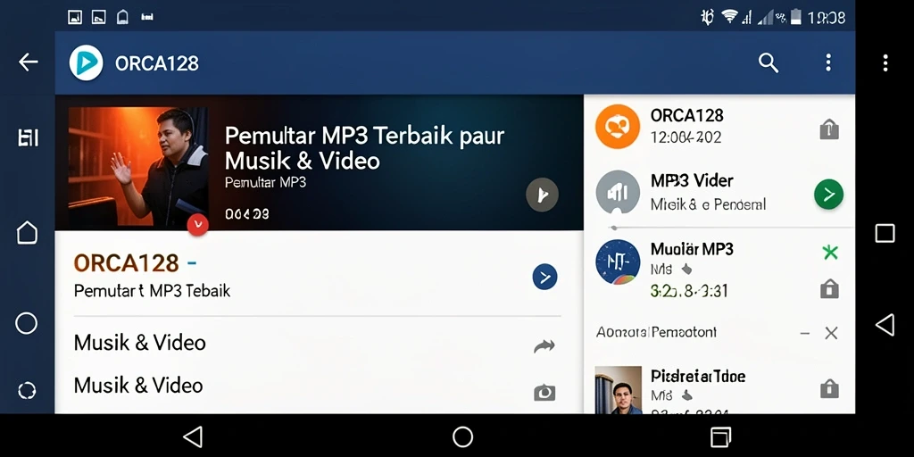 Antarmuka user-friendly dari aplikasi Pemutar MP3 ORCA128.