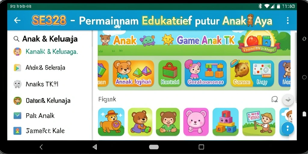 Tampilan antarmuka SE328 yang ceria dan interaktif untuk anak-anak.