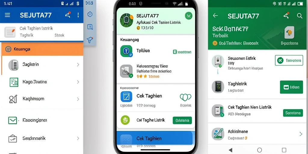 Antarmuka aplikasi SEJUTA77 untuk cek tagihan listrik yang user-friendly.